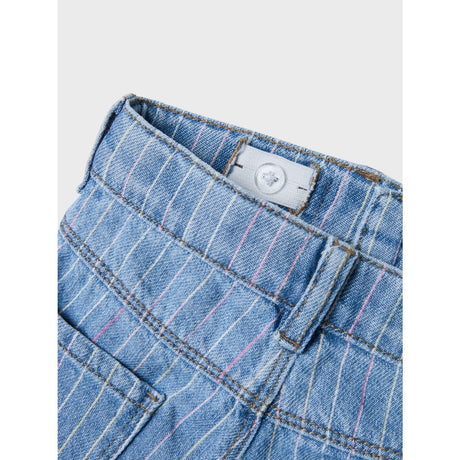 Name It Light Blue Denim Multi Rose Wide Stripe Jeans
