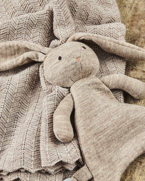 Smallstuff babytæppe, fishbone, merino uld - nature