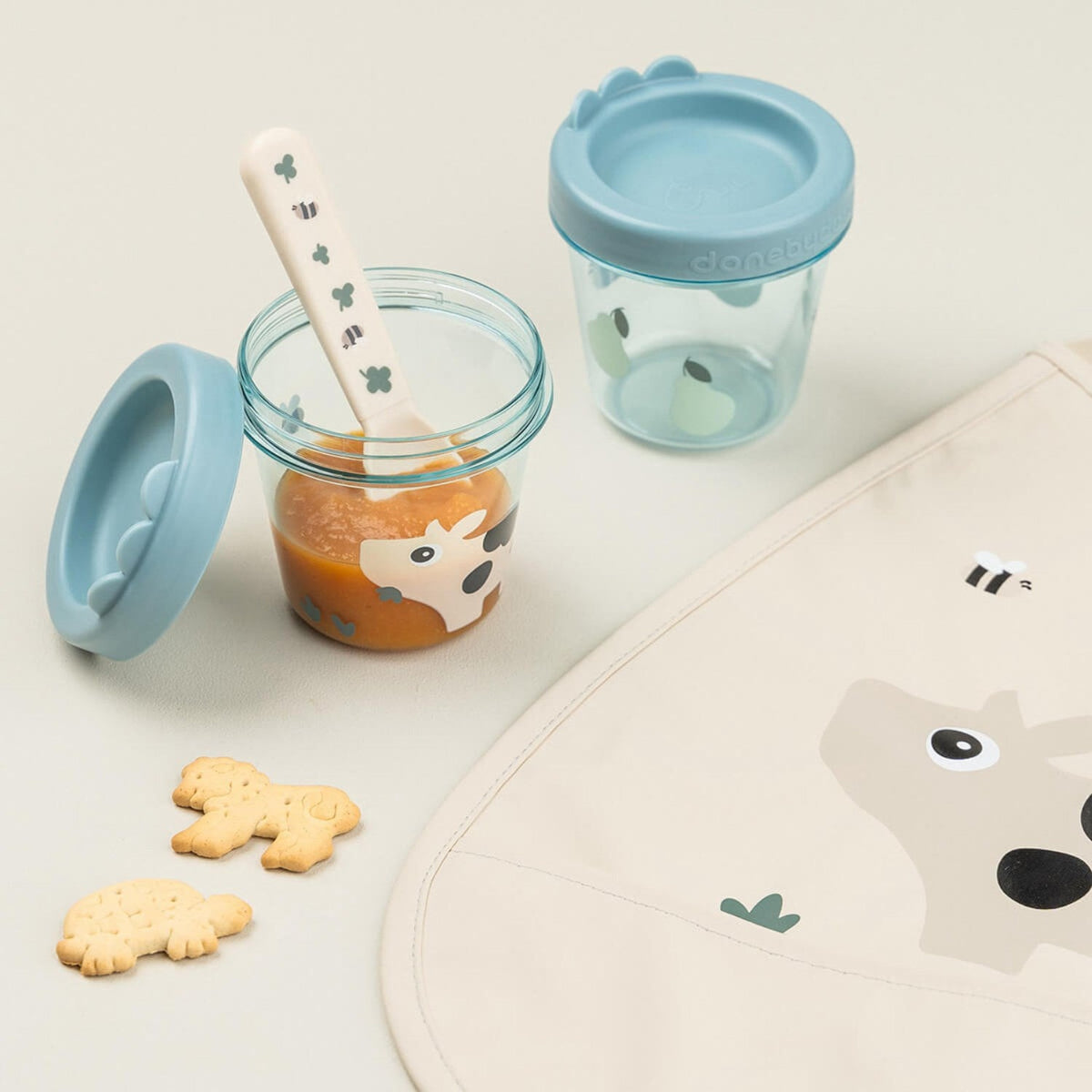 DonebyDeer Blå Babymad bøtte 2 stk. Tiny farm