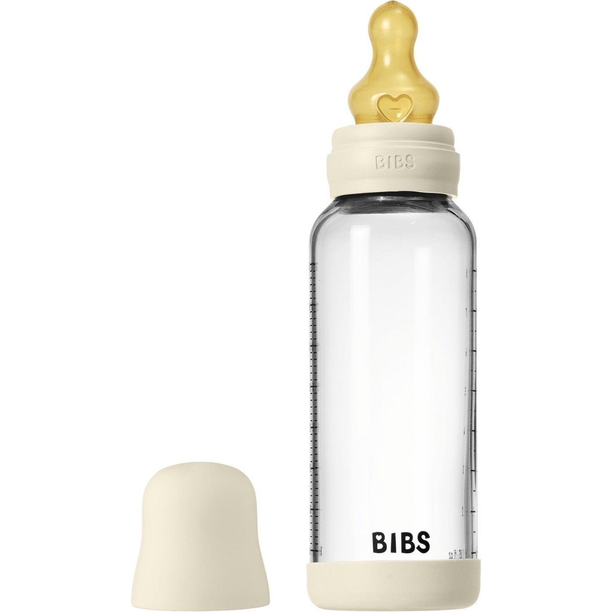 Bibs Ivory Glass Baby Flaske Round Latex Medium Flow
