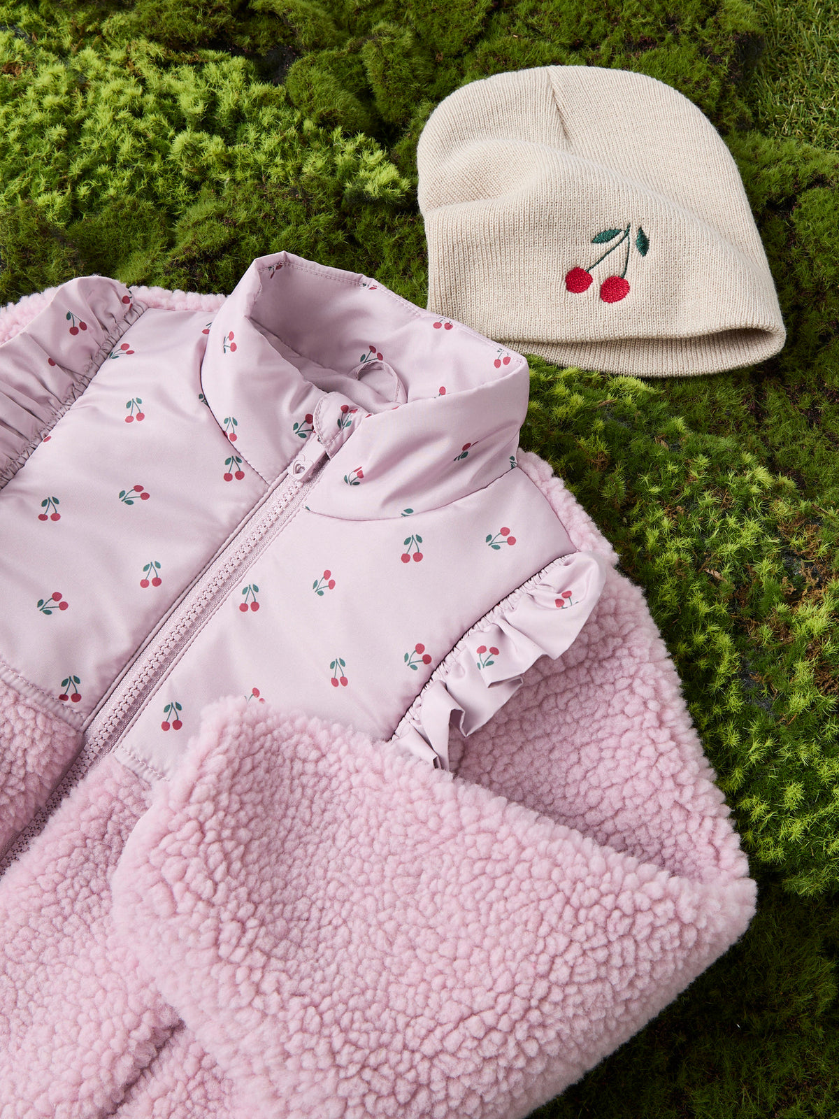 Name it teddyjakke med kirsebær NMFMINNA TEDDY JACKET - Keepsake Lilac