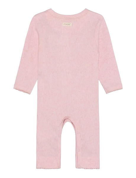 Fixoni Rompers LS Melange Rib - Lyserød Langærmede 423104